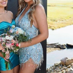 FLIRT- baby blue tassel dress